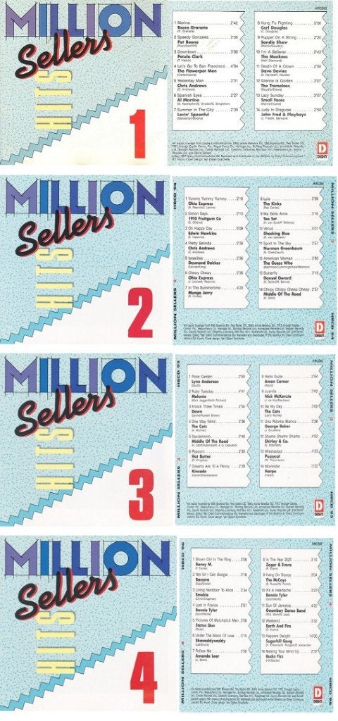MILLION SELLERS - HITS - 4 x CD Compilatie/zie beschrijving, Cd's en Dvd's, Ophalen of Verzenden, Zo goed als nieuw, Pop