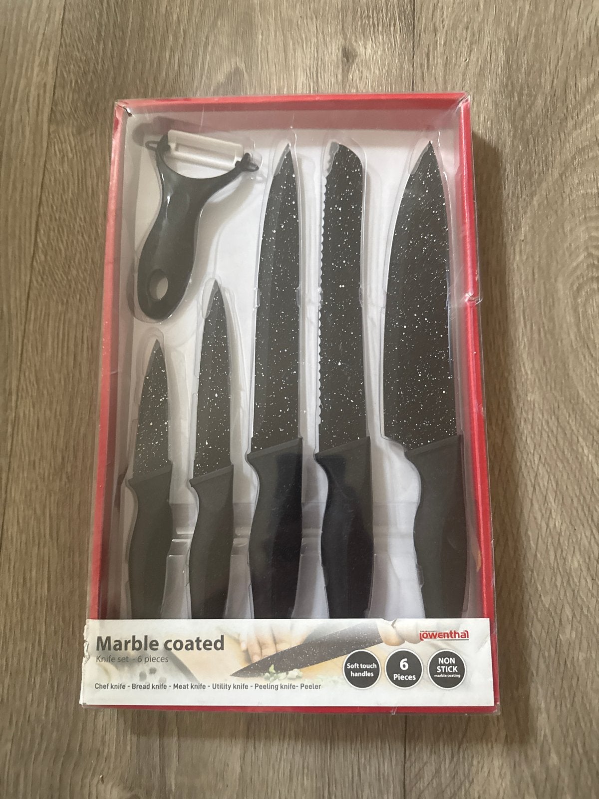 Lowenthal Marmer Gecoate Messenset - 6 Delig, Ophalen, Overige typen, Nieuw, Zwart