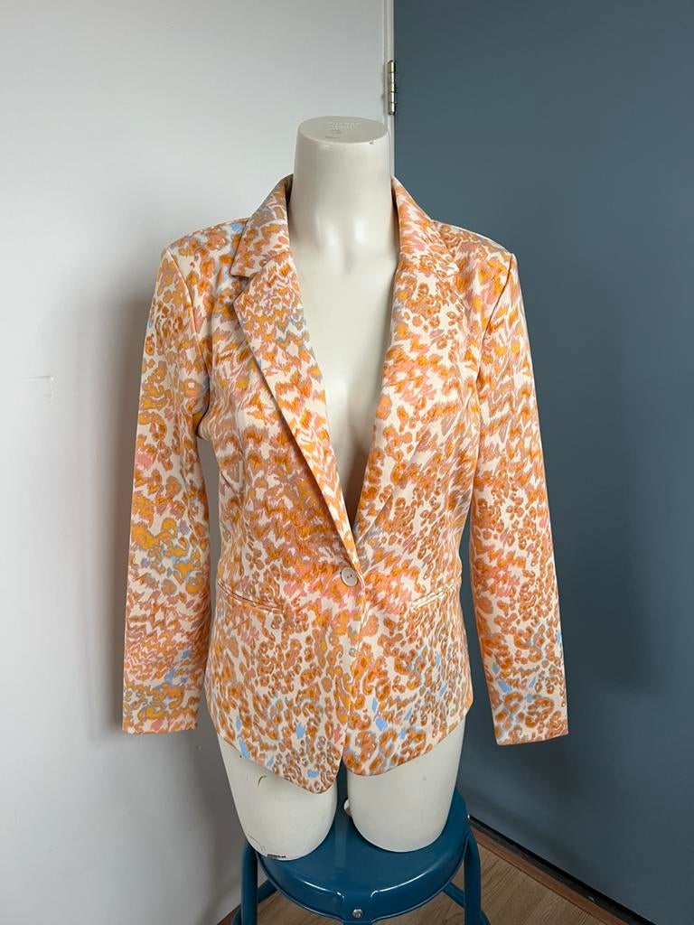 Ichi geel roze beige blazer l ihkate print, Geel, Maat 42/44 (L), Ophalen of Verzenden, Zo goed als nieuw
