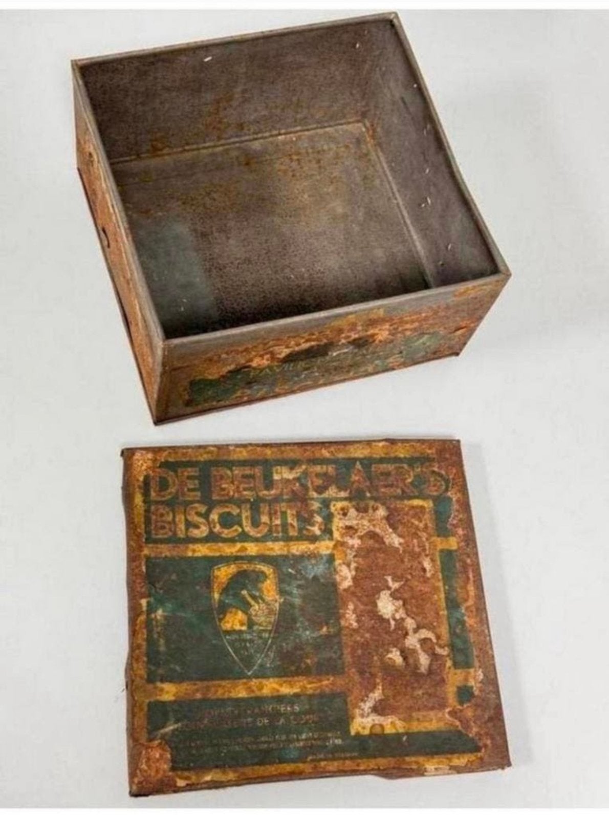 Antiek verroest blik blikken trommel De Beukelaer's Biscuits, Ophalen of Verzenden, Gebruikt, Beschuit