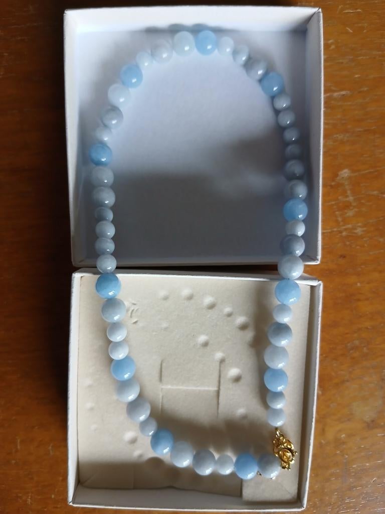 Nieuwe Pernille Corydon ketting met blauwe en grijze kralen, Ophalen of Verzenden, Nieuw, Blauw, Overige materialen