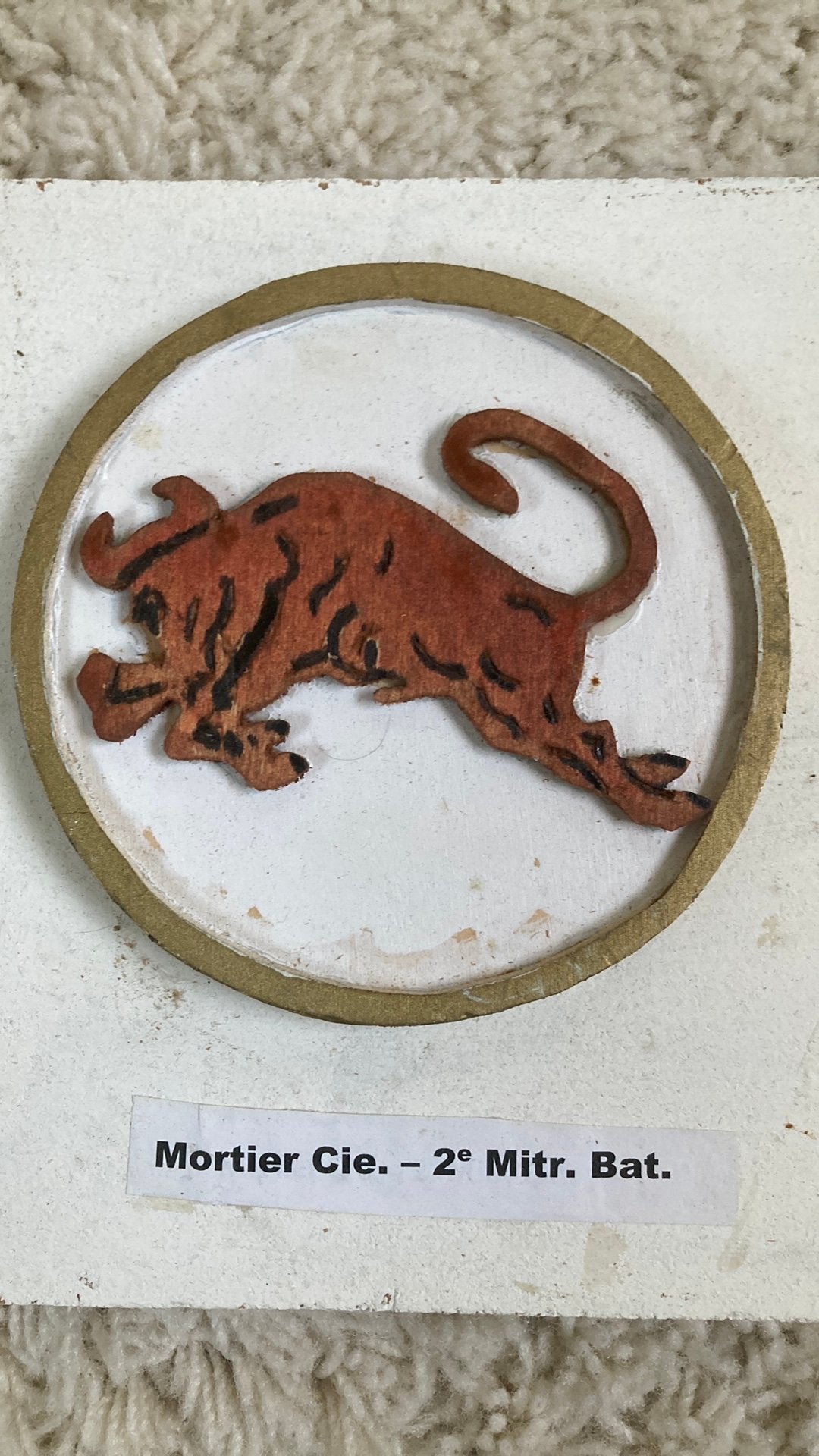 KNIL Mortier Compagnie 2e Mitr. Bataljon, Ophalen of Verzenden, Landmacht, Nederland, Embleem of Badge