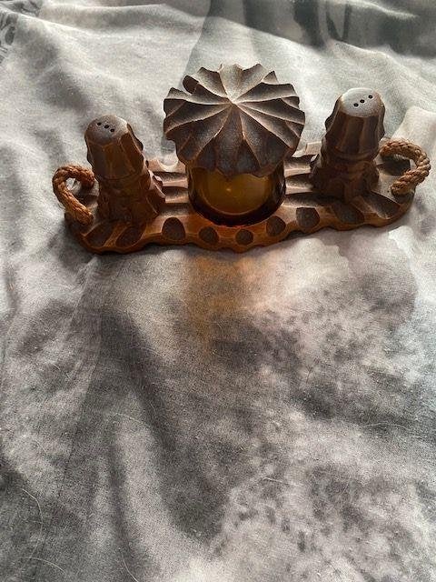 1 retro vintage peper en zout en mosterd stel ongeveer 25 cm, Ophalen