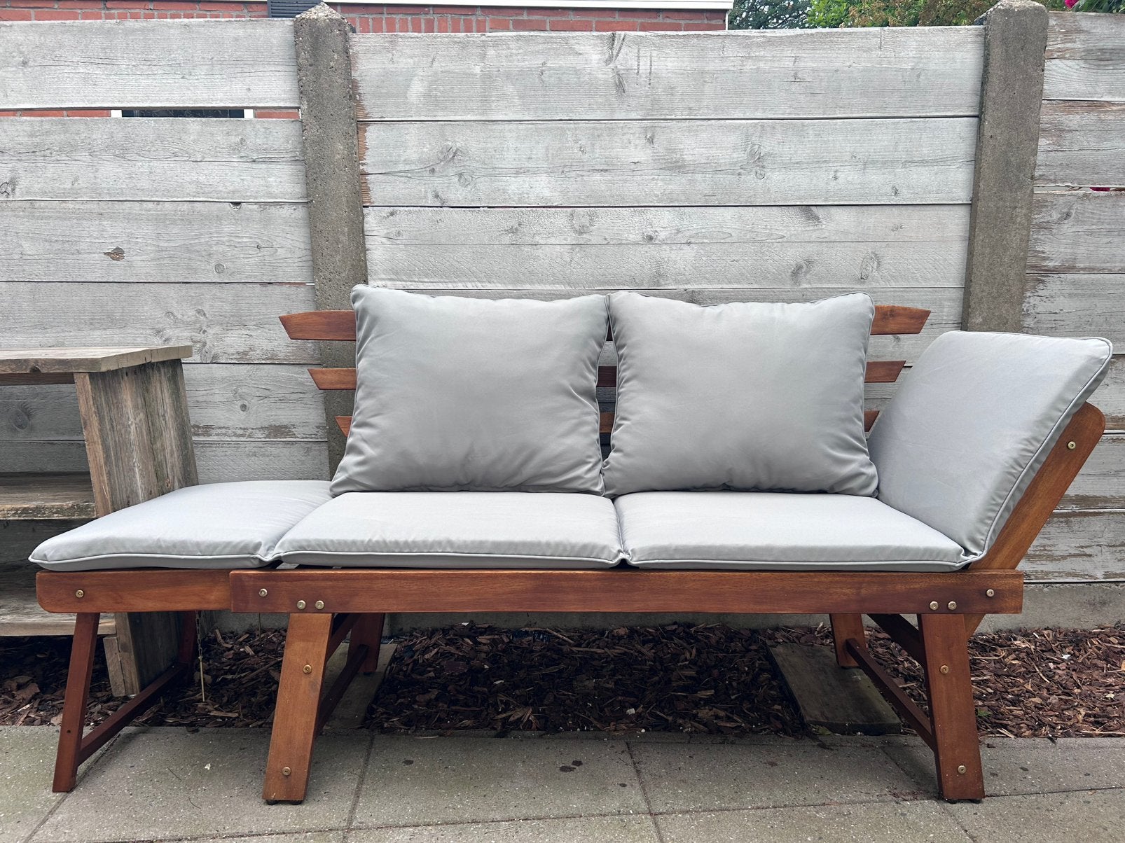 Kussenset Livarno grijs (voor tuinbank Sevilla), Tuin en Terras, Ophalen, Zo goed als nieuw