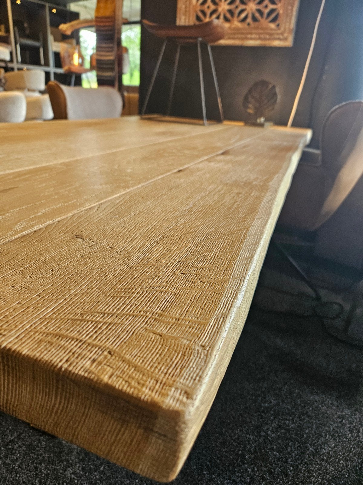 Massief eiken boomstam tafel blank eiken opruiming, Verzenden, Nieuw, Rechthoekig, 200 cm of meer