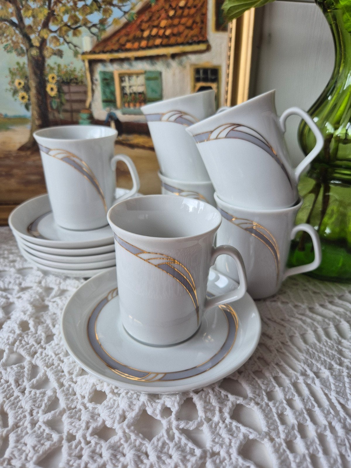 Set van 6 Vintage Winterling Röslau Bavaria Kopjes, Antiek en Kunst, Antiek | Servies los, Ophalen