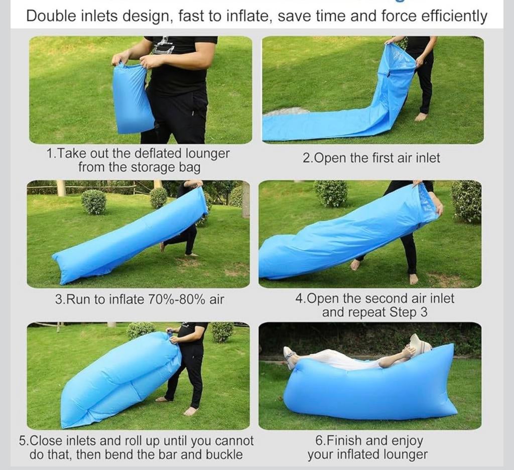 Festival - Opblaasbare zitzak / Lounger - Blauw, Ophalen of Verzenden, Zo goed als nieuw, Blauw, Overige typen