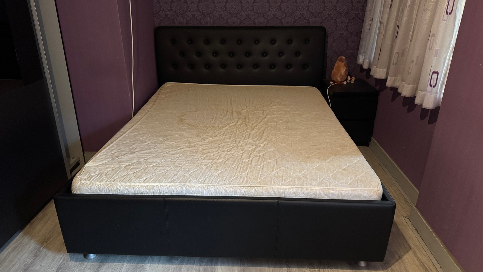 Tweepersoonsbed met lattenbodem en matras - Zwart, Huis en Inrichting, Ophalen, Verstelbaar, Zwart, Tweepersoons