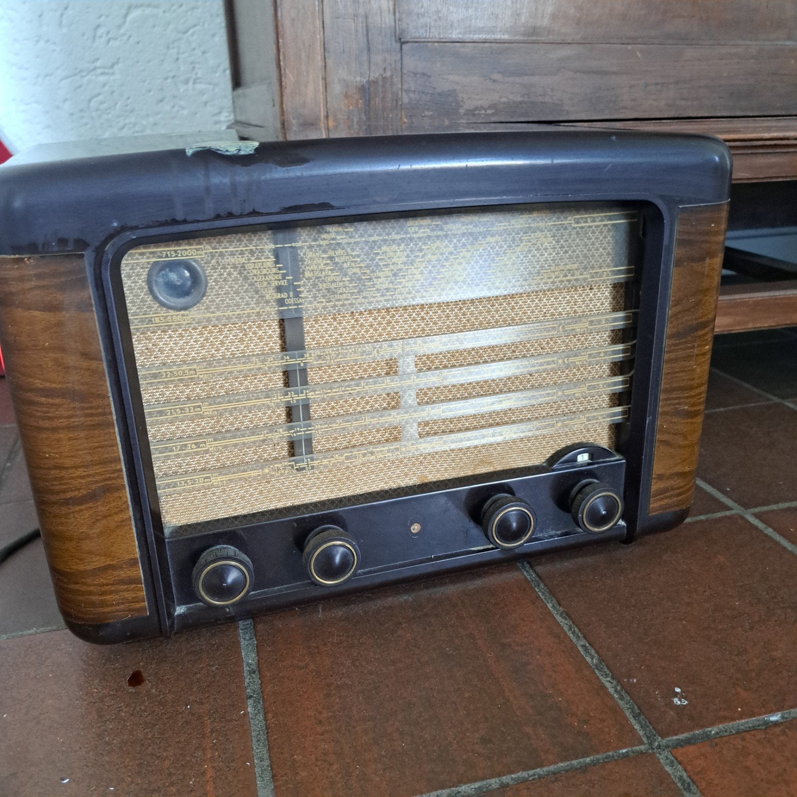 Vintage Philips BX490A Buizenradio uit 1949, Ophalen of Verzenden, Gebruikt, Radio