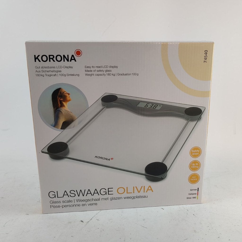 Korona Glazen weegschaal Olivia NIEUW, Ophalen, Nieuw, 100 kg of meer, X