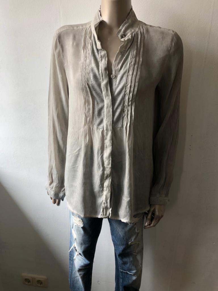 MARC AUREL BLOUSE GRIJS ZIJDE 36, Kleding | Dames, Blouses en Tunieken, Ophalen of Verzenden, Zo goed als nieuw, Maat 36 (S), Grijs