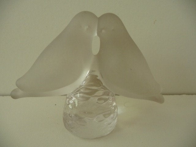 Zweeds glazen beeldje - LOVE BIRDS of DOVES - 60-er jaren, Ophalen of Verzenden