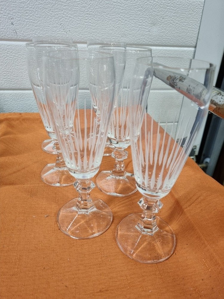champage glazen geets vintage 6 stuks kristal, Ophalen of Verzenden, 'T Olde Gre-j, Info@toldegrej.nl, Endepoelstraat 20f Didam