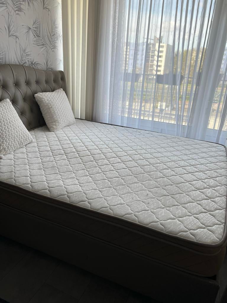 Tweepersoons bed met opbergruimte, Ophalen, Overige materialen, Bruin, Tweepersoons