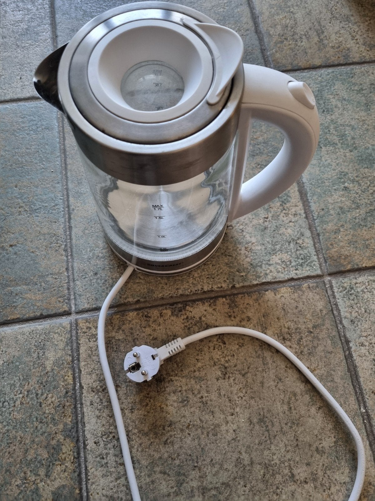 Zilvercrest waterkoker - gebruikt, werkt nog goed, 1 tot 2 liter, Ophalen of Verzenden, Gebruikt, Draadloos