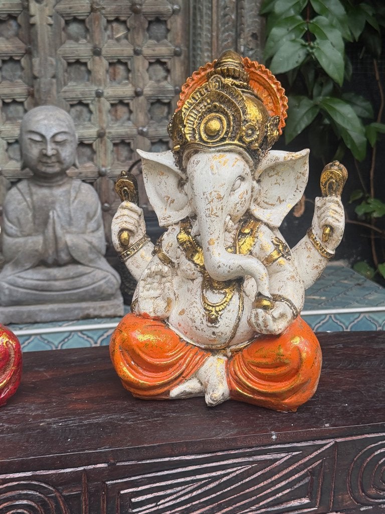 Ganesha beeld met zilver gloed boeddha Bali Ganesha beeld, Verburgt Vintage, Massief, 31 cm, Nieuw