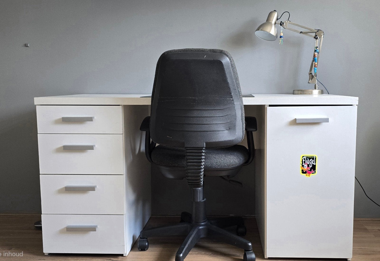 Wit bureau met lades en opbergruimte, Ophalen, Met lades, Gebruikt, Spaanplaat of MDF