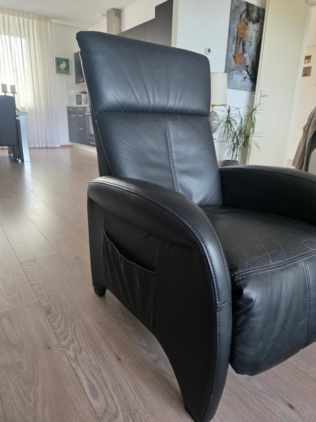 Foto 8 van Relaxfauteuil van Echt Leer - Zwart