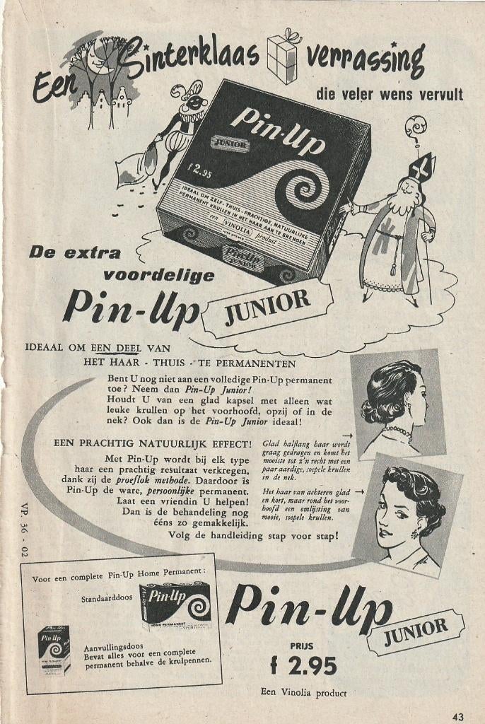 Retro reclame 1950 Pin-Up Vinolia Sinterklaas verrasing, Verzamelen, Verzenden, Overige typen