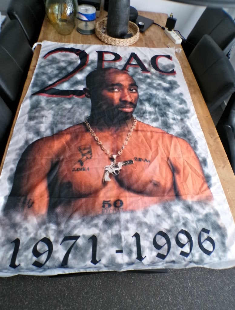 Zeer mooie 2pac vlag/wandkleed, Ophalen of Verzenden, Zo goed als nieuw, Poster, Artwork of Schilderij