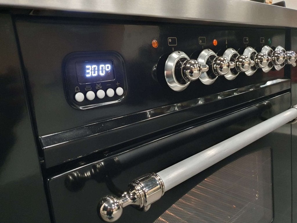 Luxe Boretti Fornuis 70cm hoogglans zwart + rvs 300 oven, Niet ingevuld, 60 cm of meer, Niet ingevuld, Zo goed als nieuw