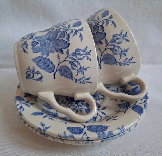 EIT English Ironstone Tableware Blue Rose 2 kop & schotels, Ophalen of Verzenden