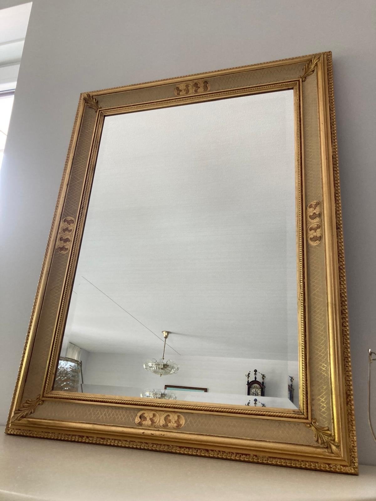 Gouden spiegel met sierlijke lijst - 85x65cm, Ophalen, Rechthoekig, 50 tot 100 cm, Minder dan 100 cm