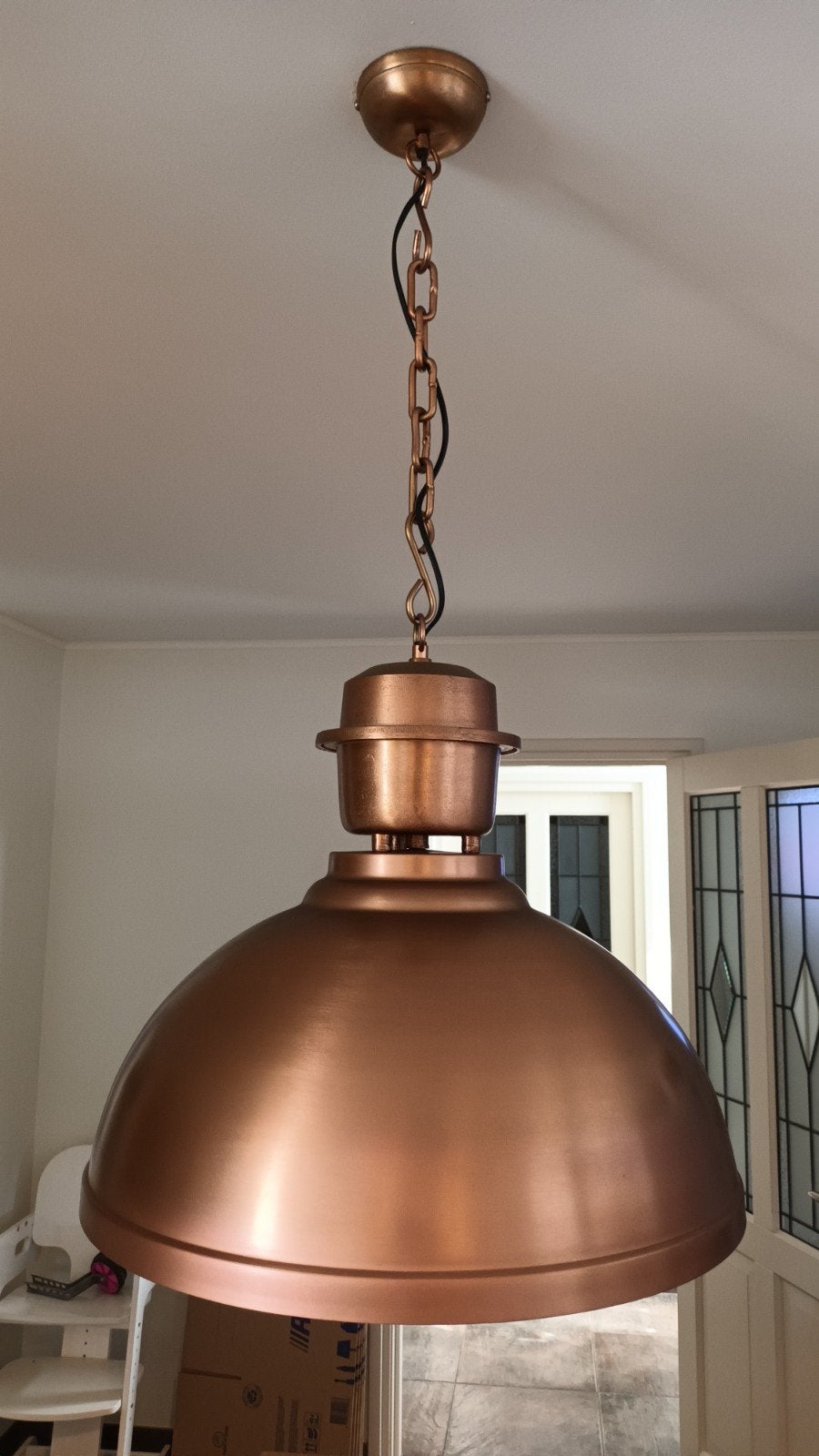 Koperen hanglamp - 52 cm breed, 98 cm hoog, Ophalen