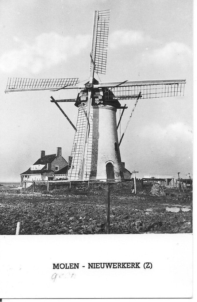 Oude Ansichtkaart Molen Nieuwerkerk (Z), Verzamelen, Ansichtkaarten | Nederland, Ophalen of Verzenden, 1940 tot 1960, Ongelopen