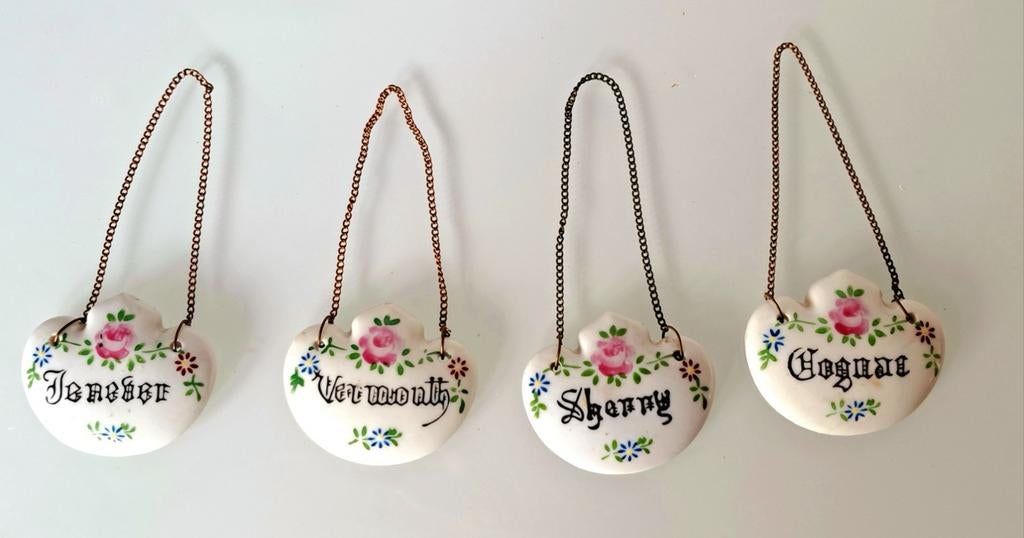 Set van 4 keramische dranketiketten, Ophalen of Verzenden