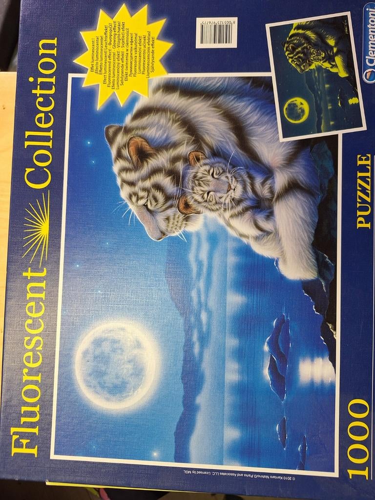 Clementoni Fluorescent Collection Tijger Puzzle 1000 stukjes, Ophalen of Verzenden, Gebruikt
