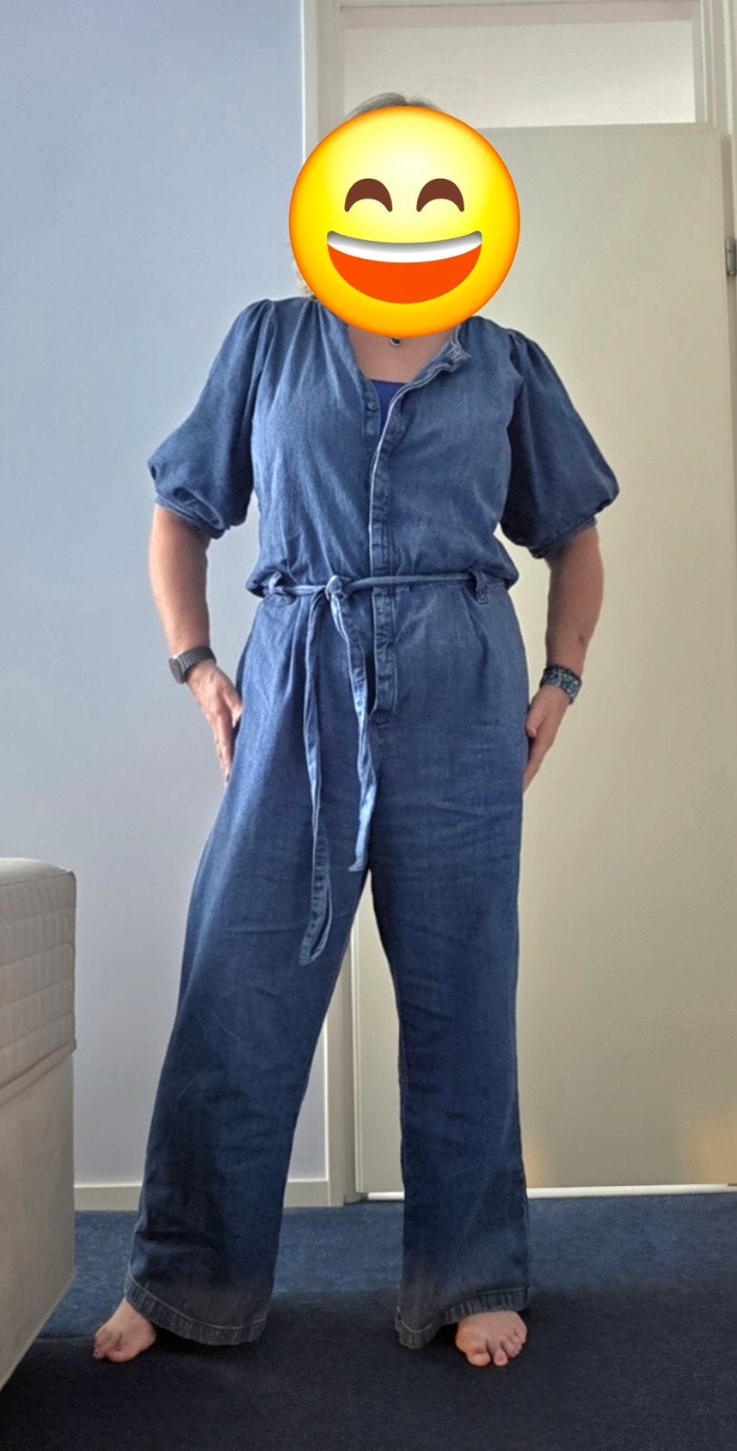 Jumpsuit spijkerstof XL Hema, Kleding | Dames, Jumpsuits, Ophalen, Blauw, Maat 46/48 (XL) of groter, Zo goed als nieuw