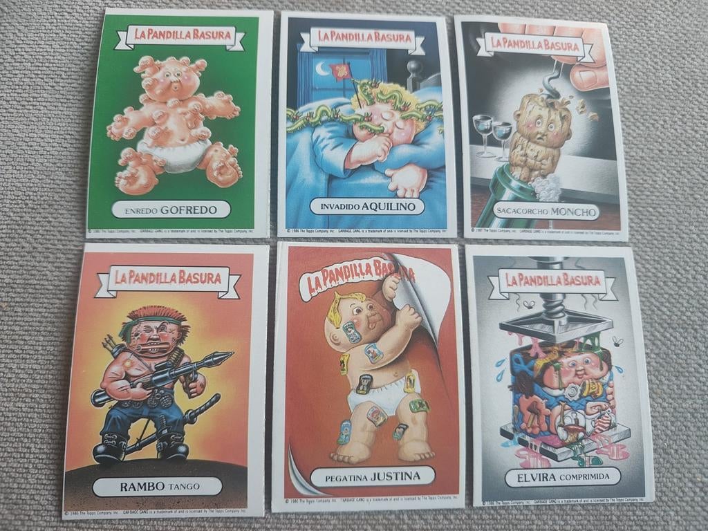 6 Spaanse Garbage Pail Kids kaarten. Mooie conditie! 1986, Ophalen of Verzenden