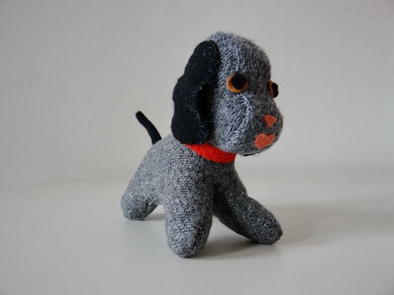 Handgemaakt hondje van stof, Kinderen en Baby's, Ophalen, Handgemaakt, Grijs, Hond