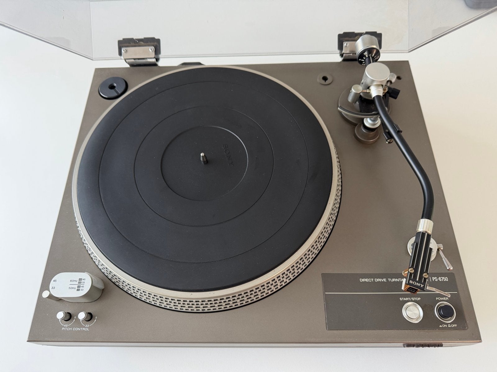 Sony PS-6750 Direct Drive met Philips 422 element, Gebruikt, Pitch-regelaar, Ophalen of Verzenden, Platenspeler