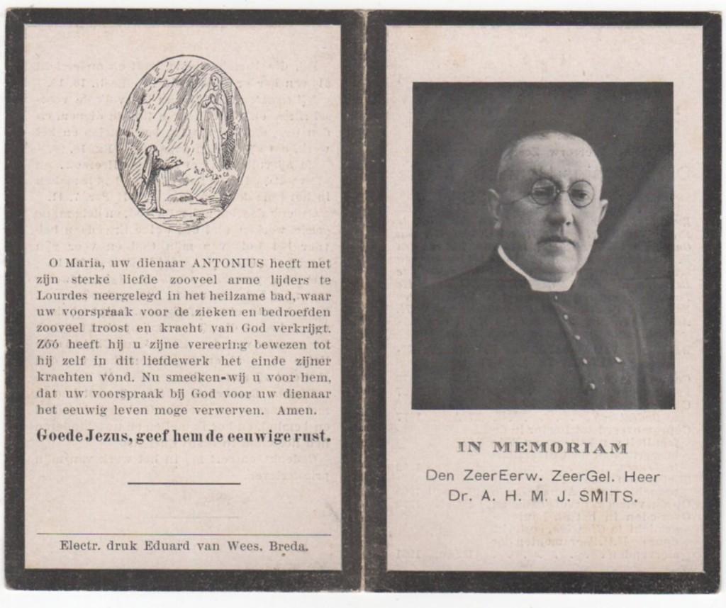 pastoor Antonius H. Smits 1873 Breda + 1931 Ginneken, 57 jr, Verzenden