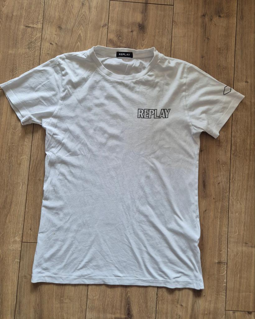 Replay shirt met opdruk achterzijde/ Maat S, Kleding | Heren, T-shirts, Wit, Overige maten, Ophalen of Verzenden, Zo goed als nieuw