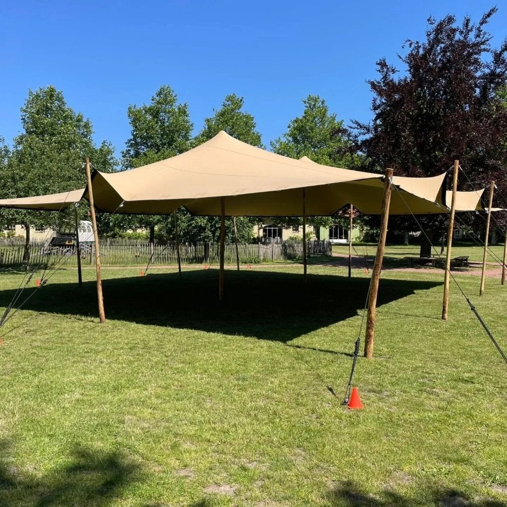 Stretchtent 7,5x10m te huur incl. op- en afbouw, Ophalen, Zo goed als nieuw, Overige