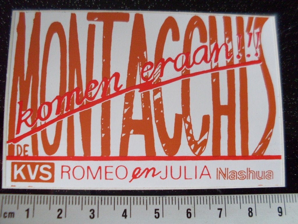sticker de montacchi's komen eraan! kvs Romeo en Julia, Verzenden, Zo goed als nieuw, Merk