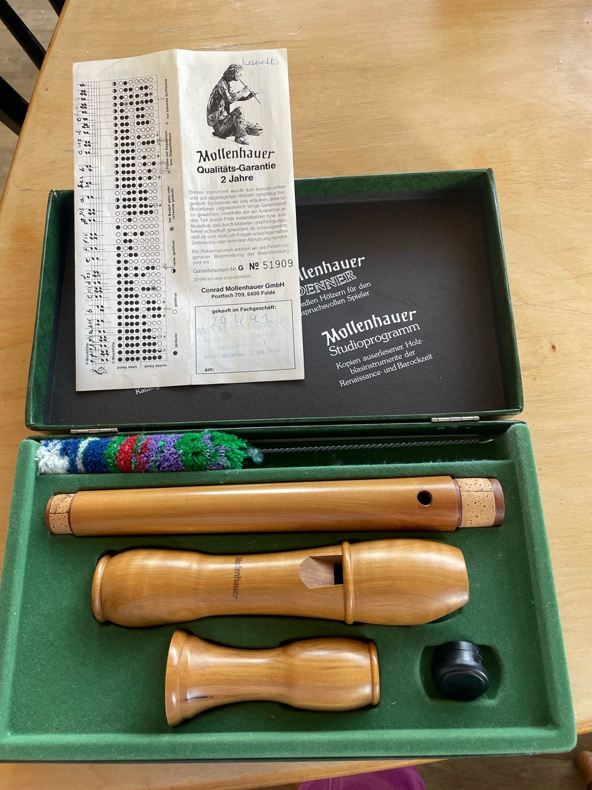 Mollenhauer Altblokfluit met Duitse boring en koffer, Muziek en Instrumenten, Ophalen of Verzenden, Zo goed als nieuw, Houtblazer