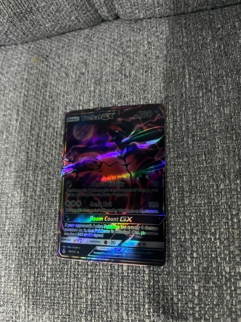 Yveltal GX Pokémon Kaart - Full Art, Ophalen, Zo goed als nieuw, Losse kaart, Foil