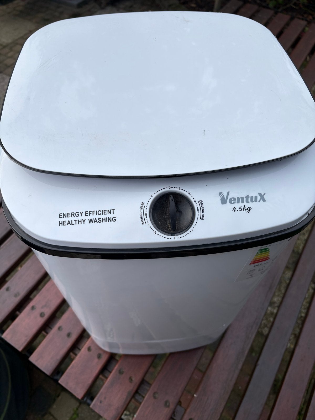 Ventux Mini Wasmachine 4.5kg - Compact en Energiezuinig, Minder dan 1200 toeren, Minder dan 85 cm, 4 tot 6 kg, Bovenlader