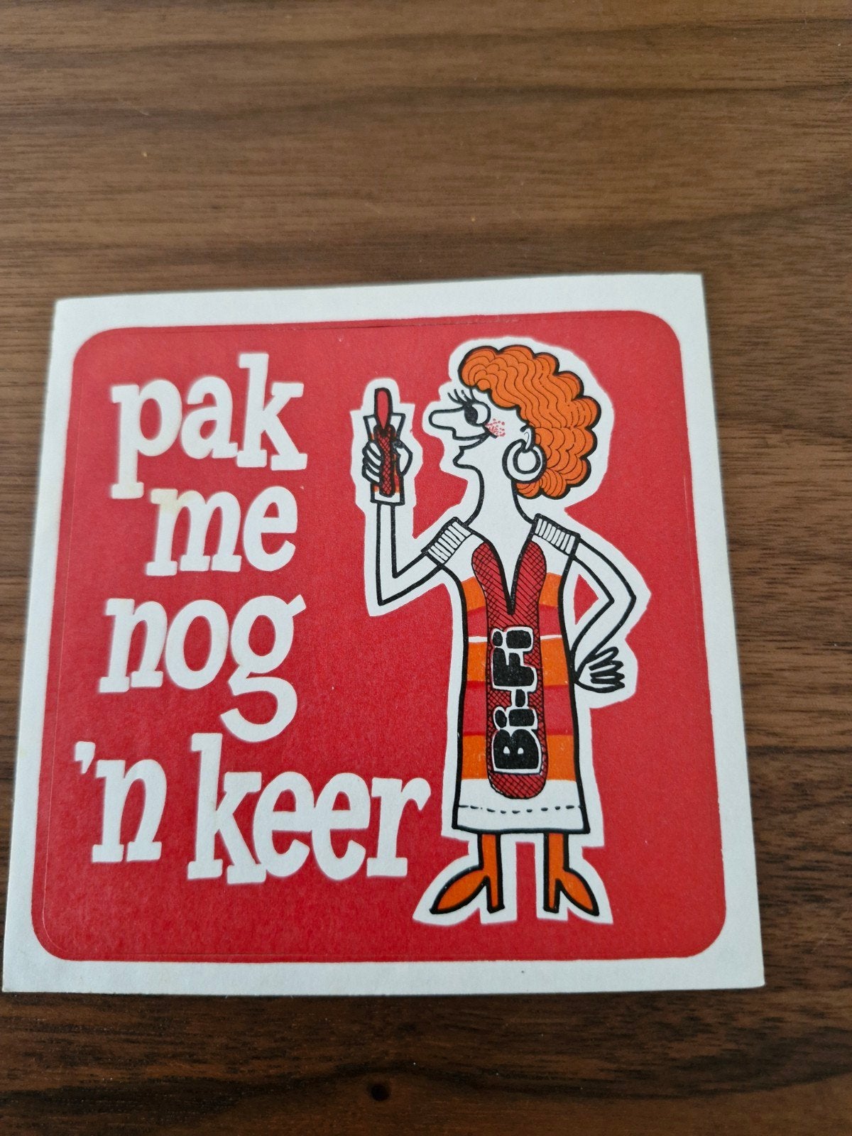 8856 Vintage Bi-Fi sticker: 'Pak me nog 'n keer', Ophalen of Verzenden, Nieuw, Merk