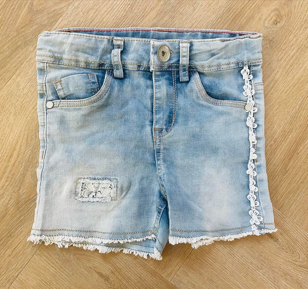 H&M kort spijkerbroekje met kanten details maat 116, Verzenden, Nieuw, Meisje, Broek