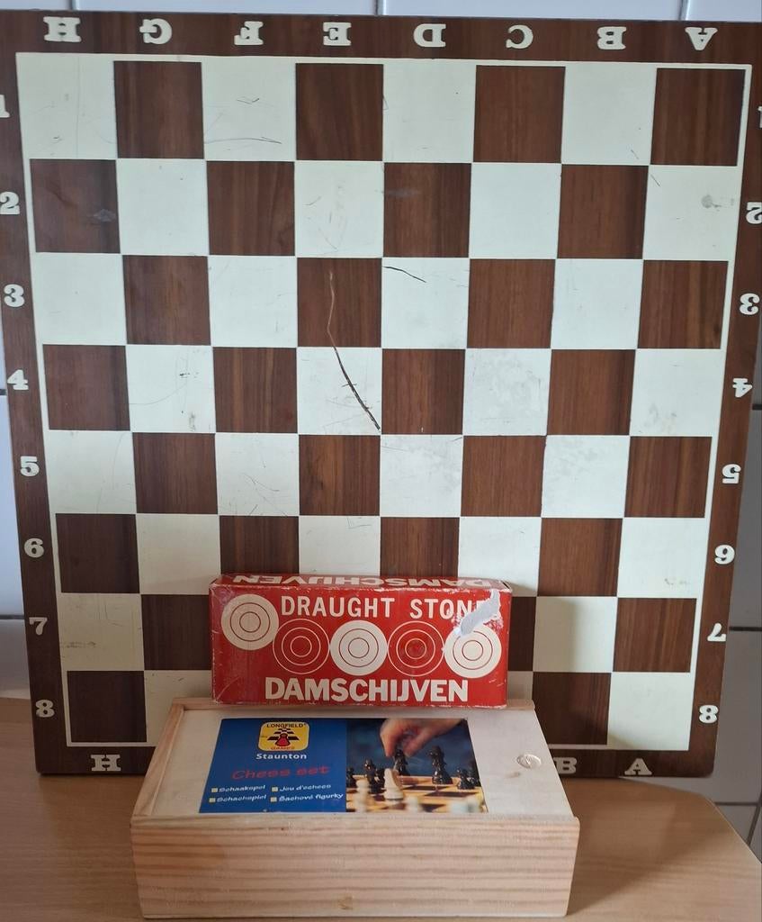 Schaakspel/Damspel.  Compleet., Een of twee spelers, Ophalen, Gebruikt