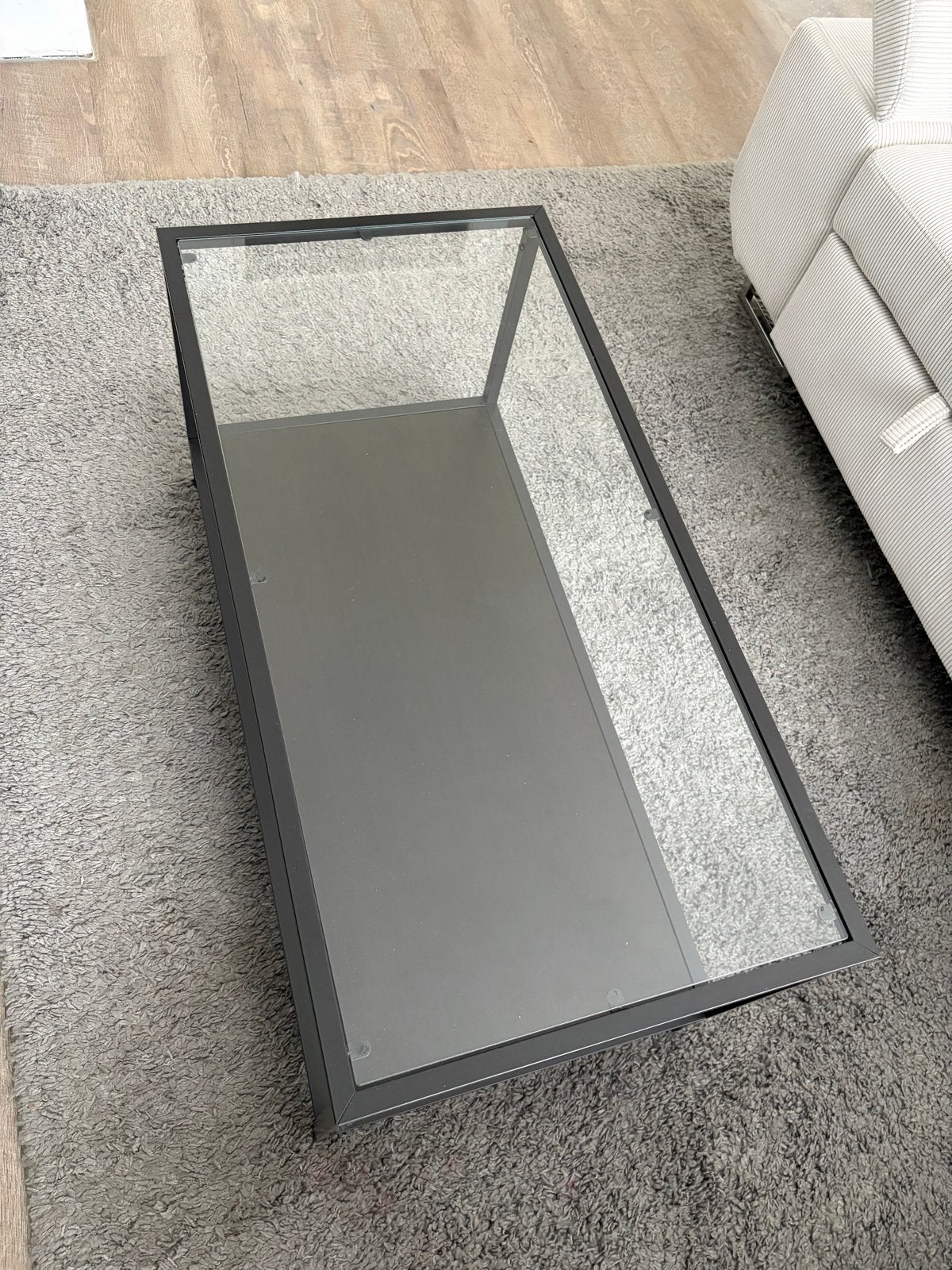 IKEA salontafel met glasplaat 90x45x44 cm, Ophalen, 100 tot 150 cm, 50 tot 100 cm, Minder dan 50 cm