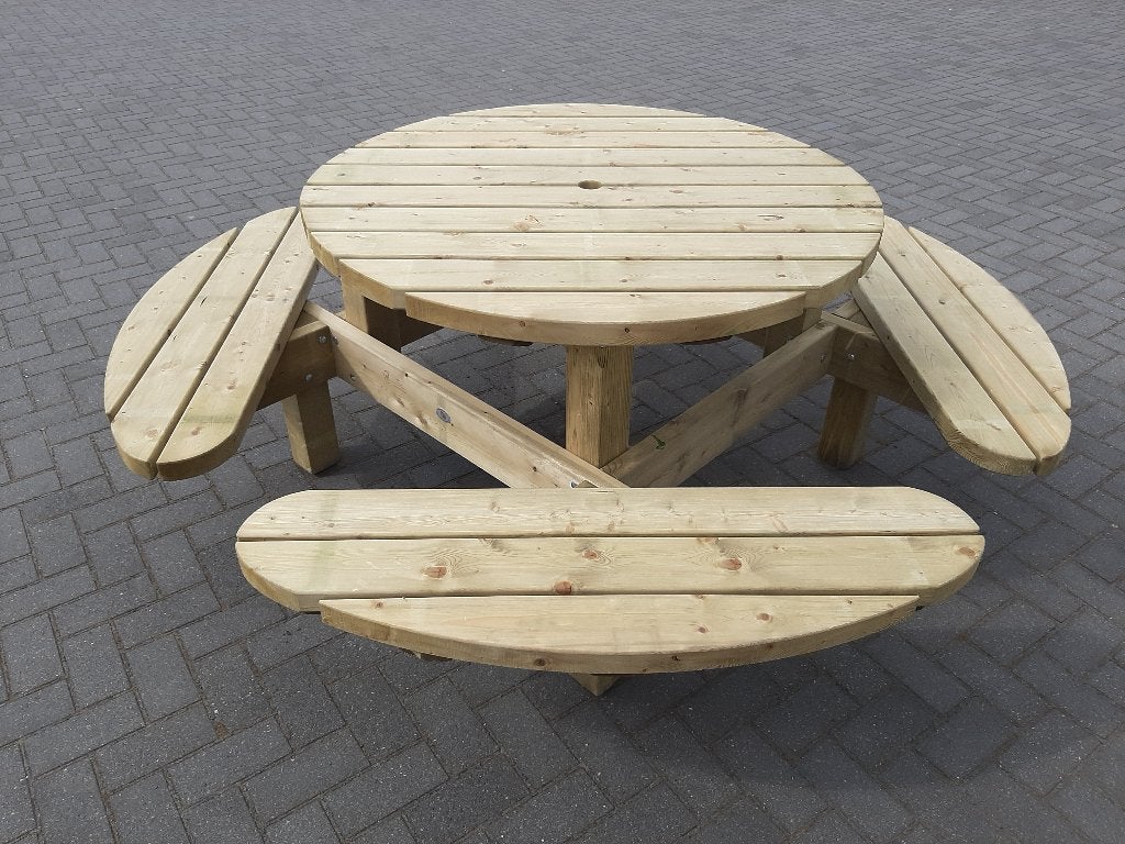 Talen ronde 8 persoons picknicktafel open instap!!