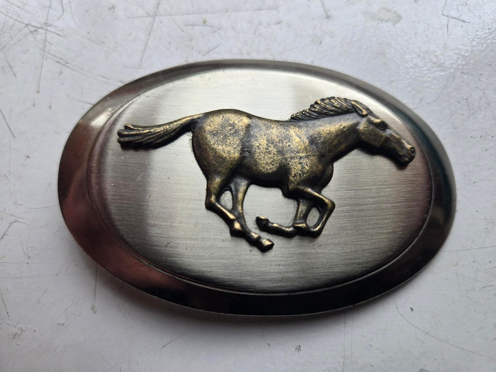 Vintage Belt Buckle Mustang, Ophalen of Verzenden, Gedragen, Losse buckle of gesp