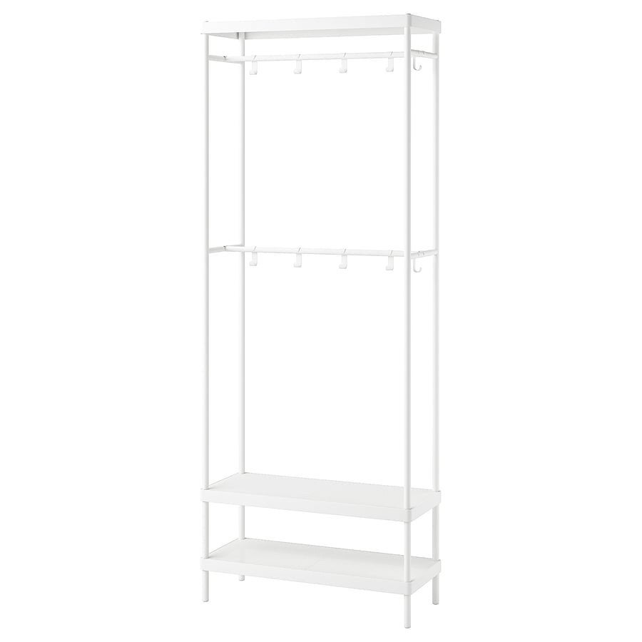 MACKAPÄR Kapstok met schoenenrek, wit, 78x32x200 cm, Ophalen, Gebruikt, 200 cm of meer, Metaal