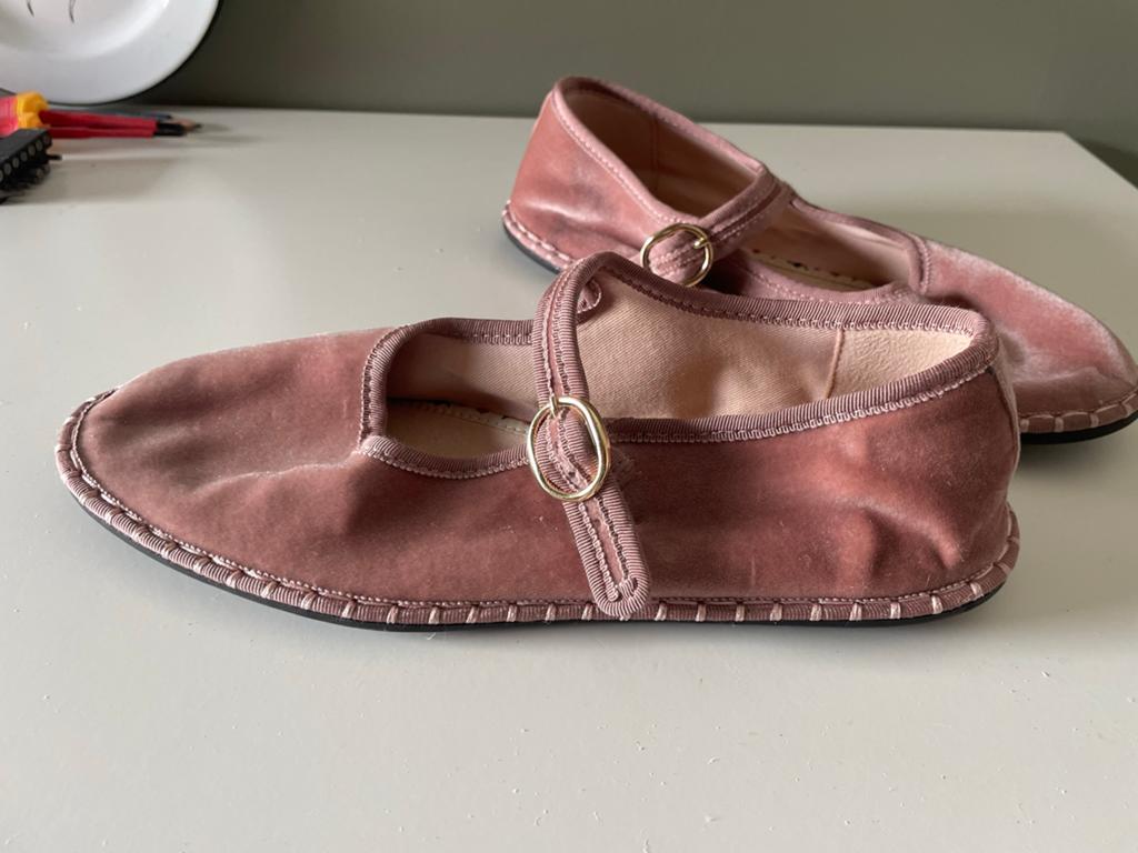 Zara Roze Fluweel Ballerina's Maat 39, Ophalen of Verzenden, Zo goed als nieuw, Roze, Ballerina's